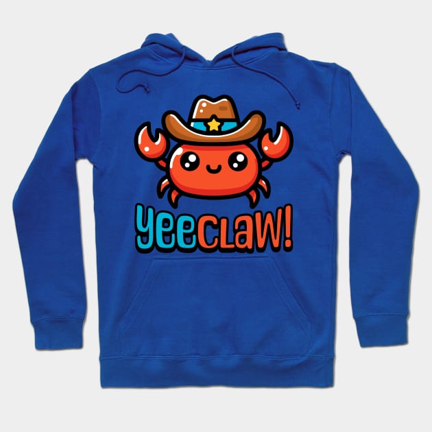 YeeClaw! Cute Cowboy Crab Cartoon Hoodie by Cute And Punny